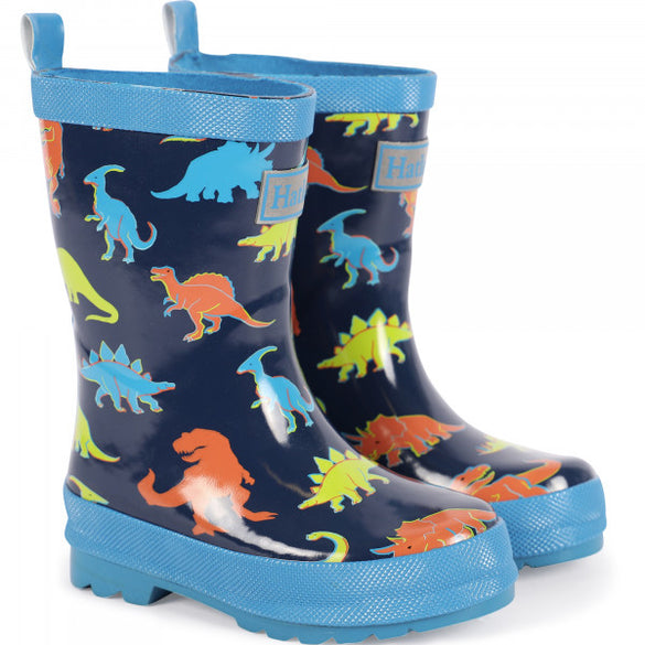 Hatley Linework Dinos Shiny Rain Boots Little Treads