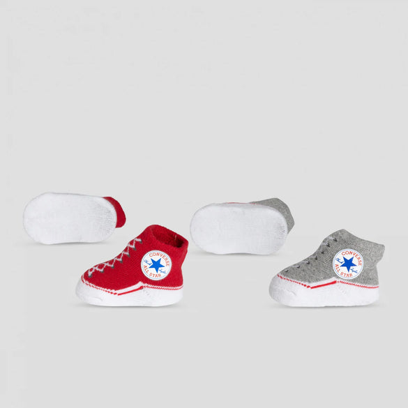 Converse Chuck Taylor Newborn Knit Booties 2 Pack Red Grey