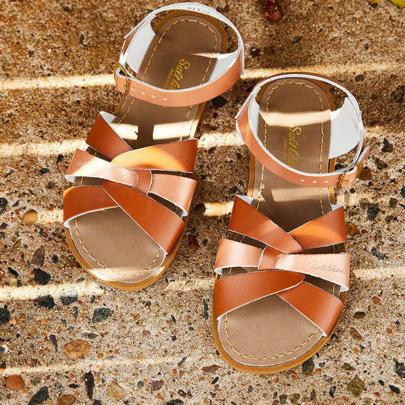 Salt Water Sandals Original Mash Up Rose Gold Tan Little Treads