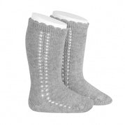 Cóndor Side Openwork Perle Knee High Socks - Aluminium
